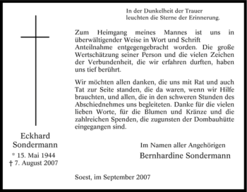Traueranzeige von Eckhard Sondermann von Tageszeitung