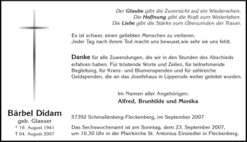 Traueranzeige von Bärbel Didam von Tageszeitung