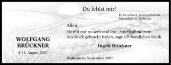 Traueranzeige von Wolfgang Brückner von Tageszeitung