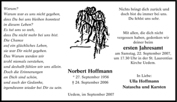 Traueranzeige von Norbert Hoffmann von Tageszeitung