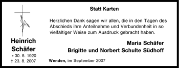 Traueranzeige von Heinrich Schäfer von Tageszeitung