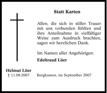 Traueranzeige von Helmut Löer von Tageszeitung