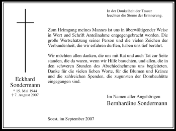 Traueranzeige von Eckhard Sondermann von Tageszeitung
