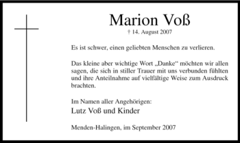 Traueranzeige von Marion Voß von Tageszeitung