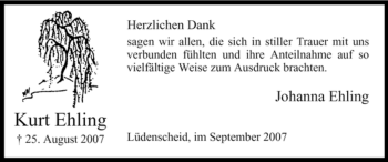 Traueranzeige von Kurt Ehling von Tageszeitung