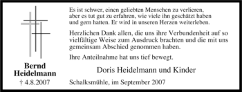 Traueranzeige von Bernd Heidelmann von Tageszeitung
