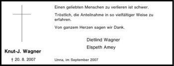 Traueranzeige von Knut-J. Wagner von Tageszeitung