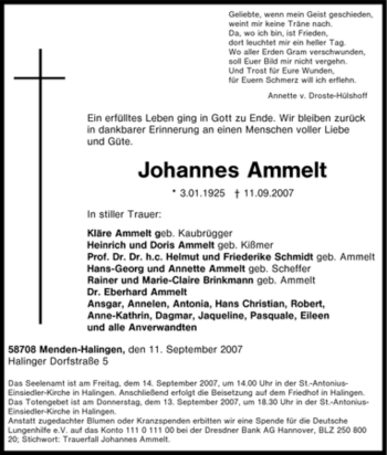Traueranzeige von Johannes Ammelt von Tageszeitung