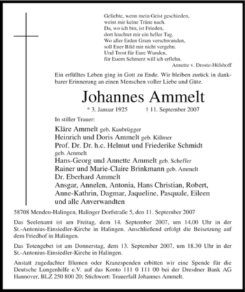 Traueranzeige von Johannes Ammelt von Tageszeitung