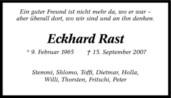 Traueranzeige von Eckhard Rast von Tageszeitung
