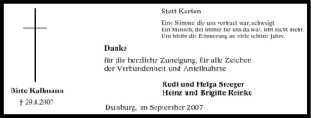 Traueranzeige von Birte Kullmann von Tageszeitung