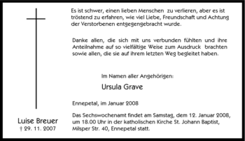 Traueranzeige von Luise Breuer von Tageszeitung