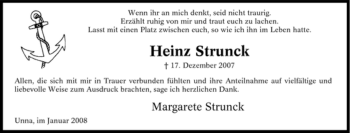 Traueranzeige von Heinz Strunck von Tageszeitung