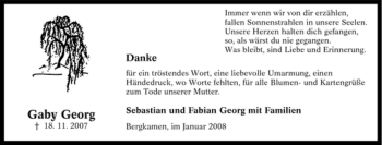 Traueranzeige von Gaby Georg von Tageszeitung