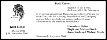 Traueranzeige von Kurt Eichas von Tageszeitung