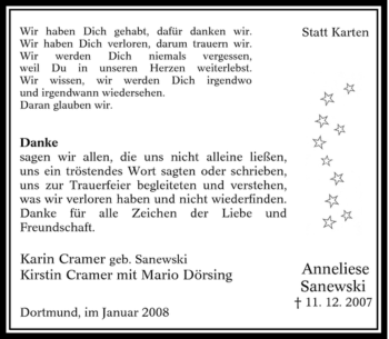 Traueranzeige von Anneliese Sanewski von Tageszeitung