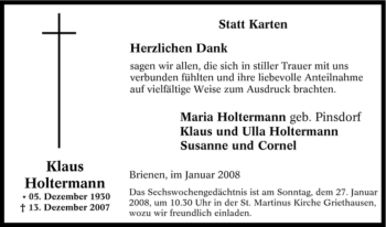 Traueranzeige von Klaus Holtermann von Tageszeitung