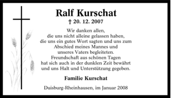 Traueranzeige von Ralf Kurschat von Tageszeitung