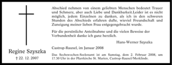 Traueranzeige von Regine Szyszka von Tageszeitung