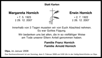 Traueranzeige von Margareta Hornich von Tageszeitung