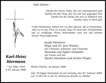 Traueranzeige von Karl-Heinz Ittermann von Tageszeitung