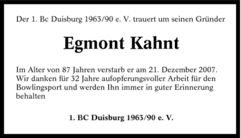 Traueranzeige von Egmont Kahnt von Tageszeitung