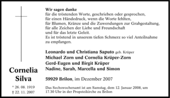 Traueranzeige von Cornelia Silva von Tageszeitung