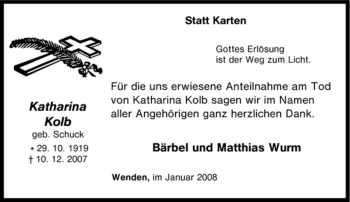 Traueranzeige von Katharina Kolb von Tageszeitung