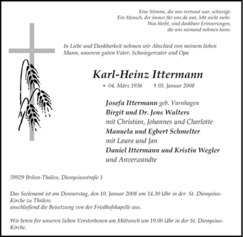 Traueranzeige von Karl-Heinz Ittermann von Tageszeitung