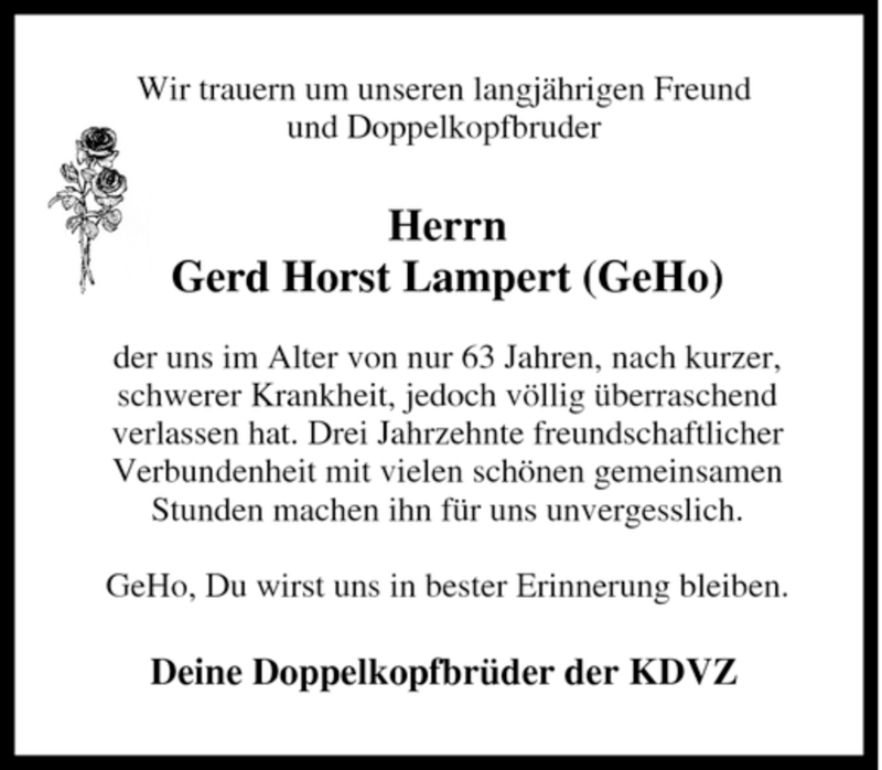  Traueranzeige für Gerd Horst Lampert vom 09.01.2008 aus Tageszeitung