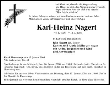 Traueranzeige von Karl-Heinz Nagert von Tageszeitung