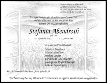 Traueranzeige von Stefania Abendroth von Tageszeitung