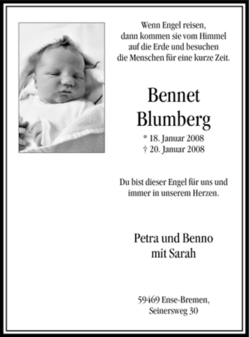 Traueranzeige von Bennet Blumberg von Tageszeitung