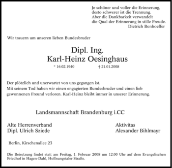 Traueranzeige von Unbekannt Ing. von Tageszeitung