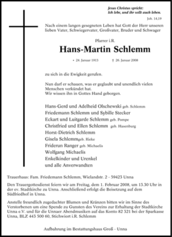 Traueranzeige von Hans-Martin Schlemm von Tageszeitung