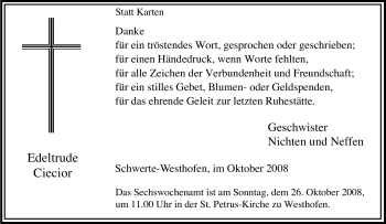 Traueranzeige von Edeltrude Ciecior von Tageszeitung