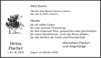 Traueranzeige von Heinz Fischer von Tageszeitung