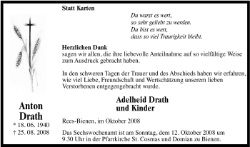 Traueranzeige von Anton Drath von Tageszeitung