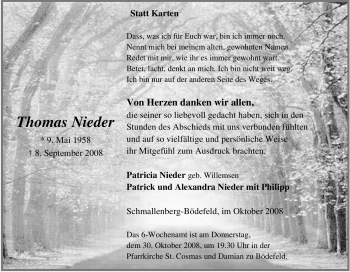 Traueranzeige von Thomas Nieder von Tageszeitung