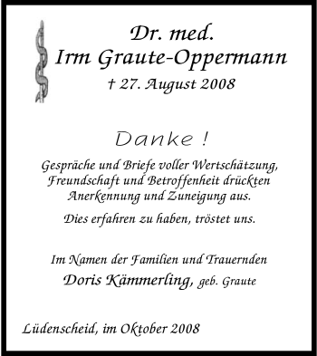 Traueranzeige von Irm Graute-Oppermann von Tageszeitung