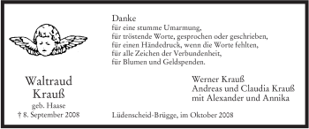 Traueranzeige von Waltraud Krauß von Tageszeitung