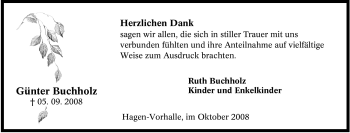 Traueranzeige von Günter Buchholz von Tageszeitung