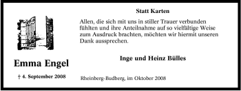 Traueranzeige von Emma Engel von Tageszeitung