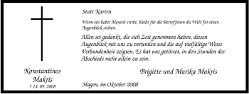 Traueranzeige von Konstantinos Makris von Tageszeitung