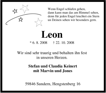 Traueranzeige von Leon  von Tageszeitung