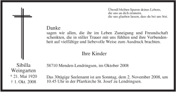 Traueranzeige von Sibilla Weingarten von Tageszeitung