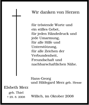 Traueranzeige von Elsbeth Merz von Tageszeitung