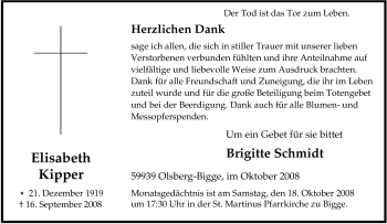 Traueranzeige von Elisabeth Kipper von Tageszeitung
