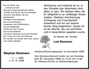 Traueranzeige von Stephan Baumann von Tageszeitung