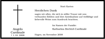 Traueranzeige von Angelo Cardinale von Tageszeitung